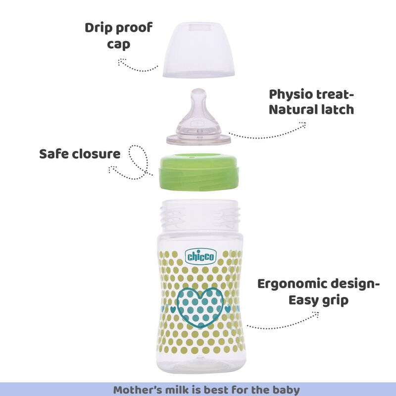 Well-Being Bi-Pack Feeding Bottle 150ml Pink Green - Slow Flow image number null